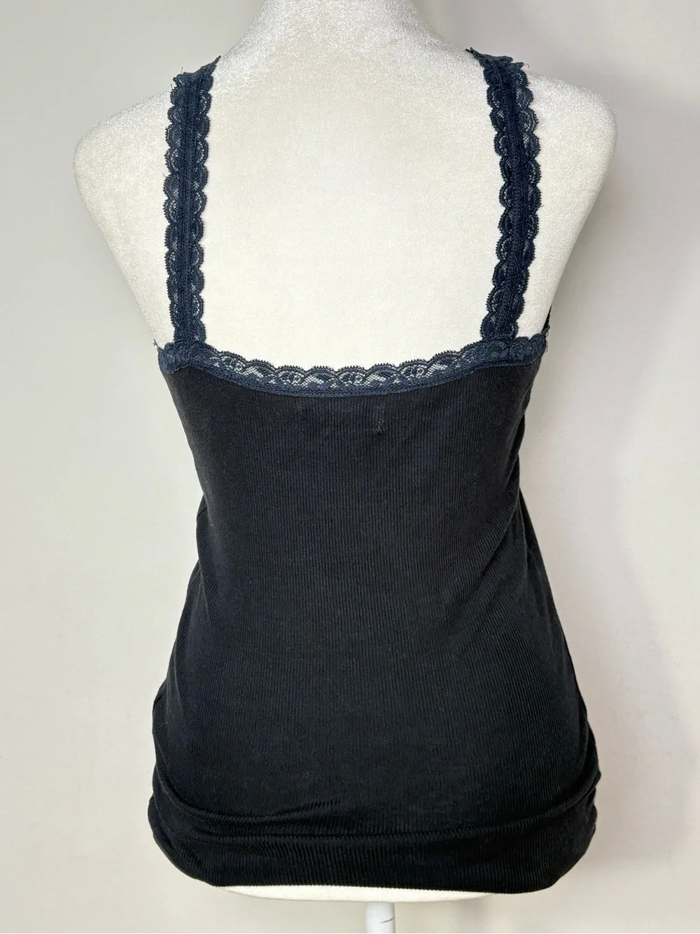 Vintage Y2K Abercrombie & Fitch 2000s Lace Trim Ribbed Cami Tank Top - Picture 2 of 15